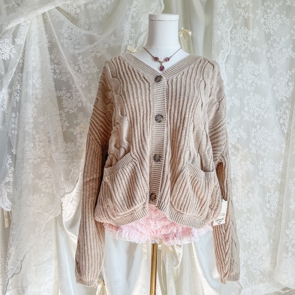 St. John's Bay Sweaters - Light Brown St. John's Bay Cottagecore Sweater